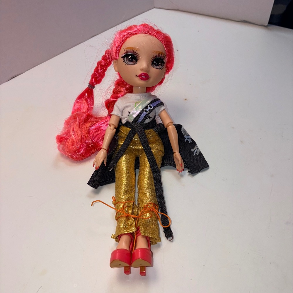 MGA Rainbow High Jett Dawson Doll 11in Pink Hair Gold Metallic Pants Articulated